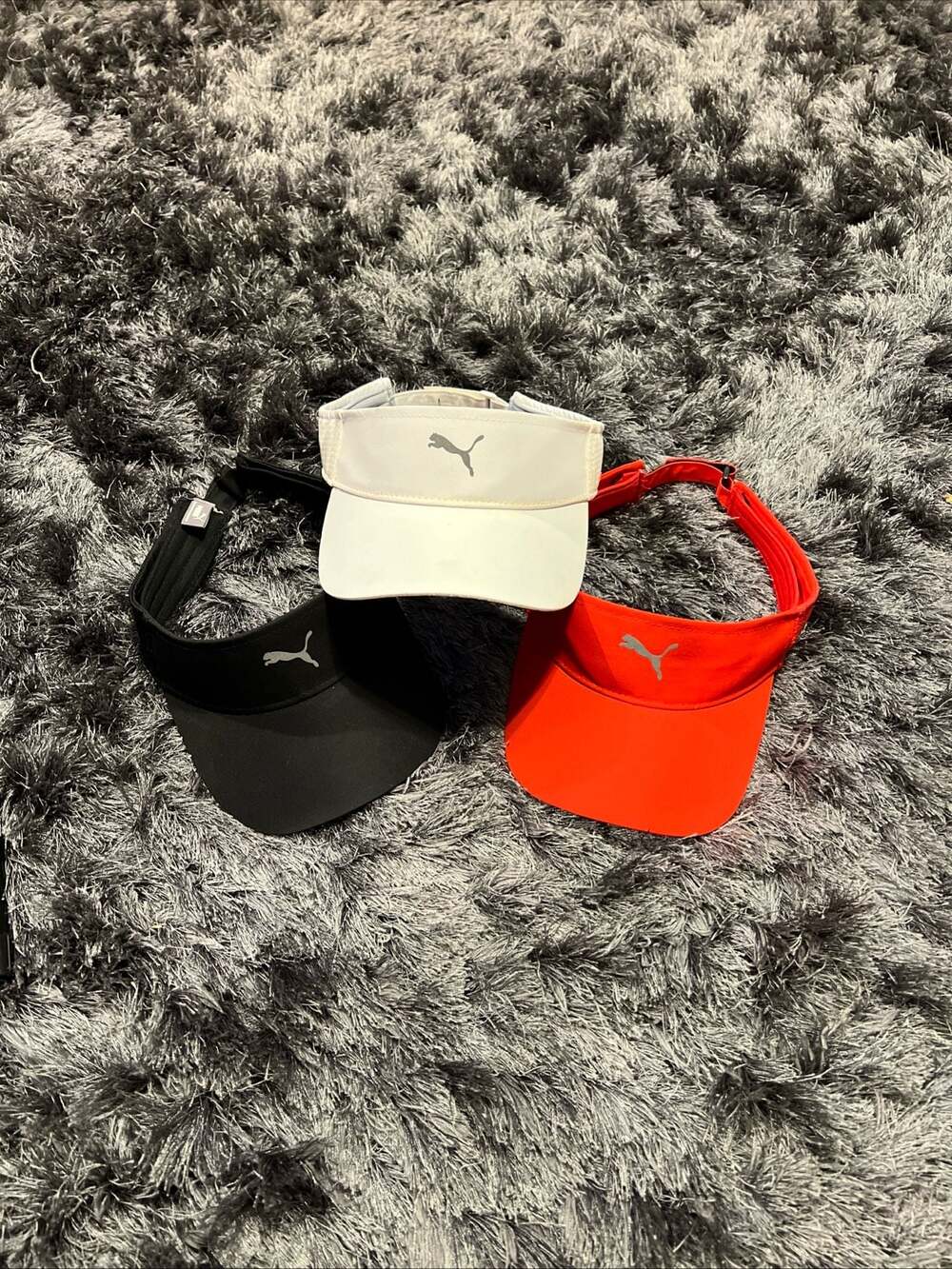 Puma Athletic Golf Visors Bundle - Set of 3 (Black, White, Red)